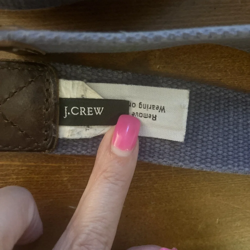 JCREW 100% Cotton D-Ring Blue Men's L/XL‎ belt w/palm Tree Pattern